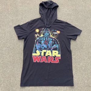 Star Wars Shirt Darth Vader Short Sleeve Hooded Graphic T-Shirt Adult M